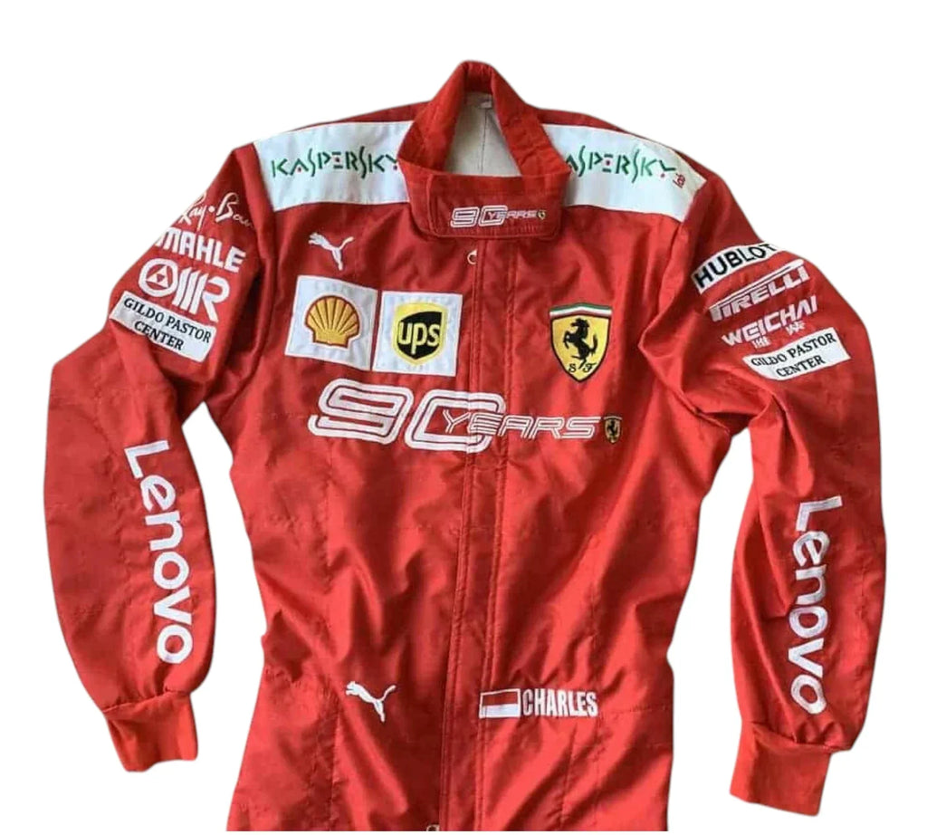 2019 Charles Leclerc Scuderia Ferrari 90 Years F1 Team Embroidery Race Suit